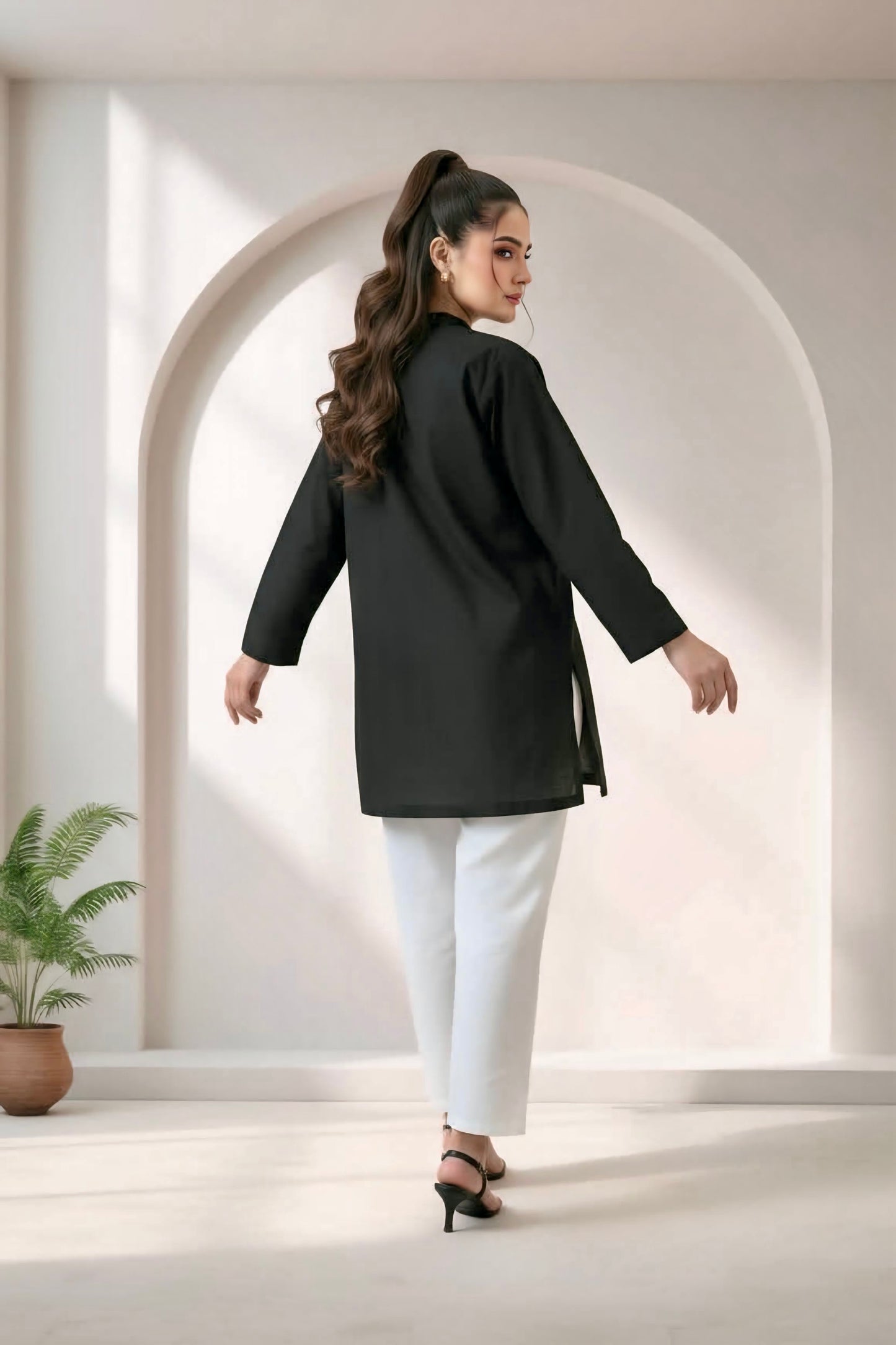 Black blend soft cotton shirt