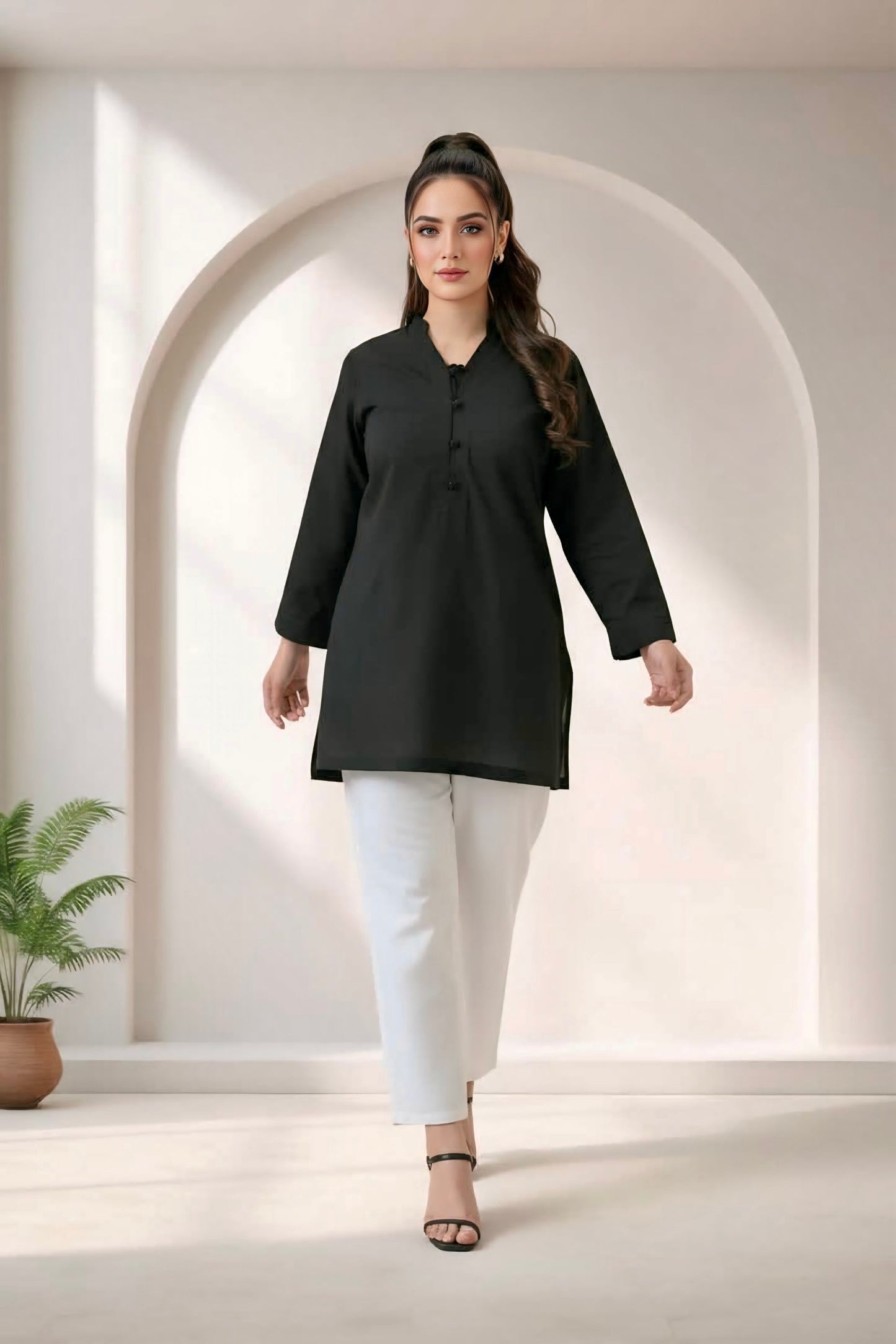 Black blend soft cotton shirt