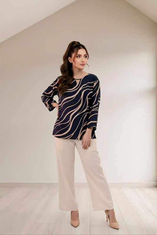 Abstract print Rayon winter fabric Top