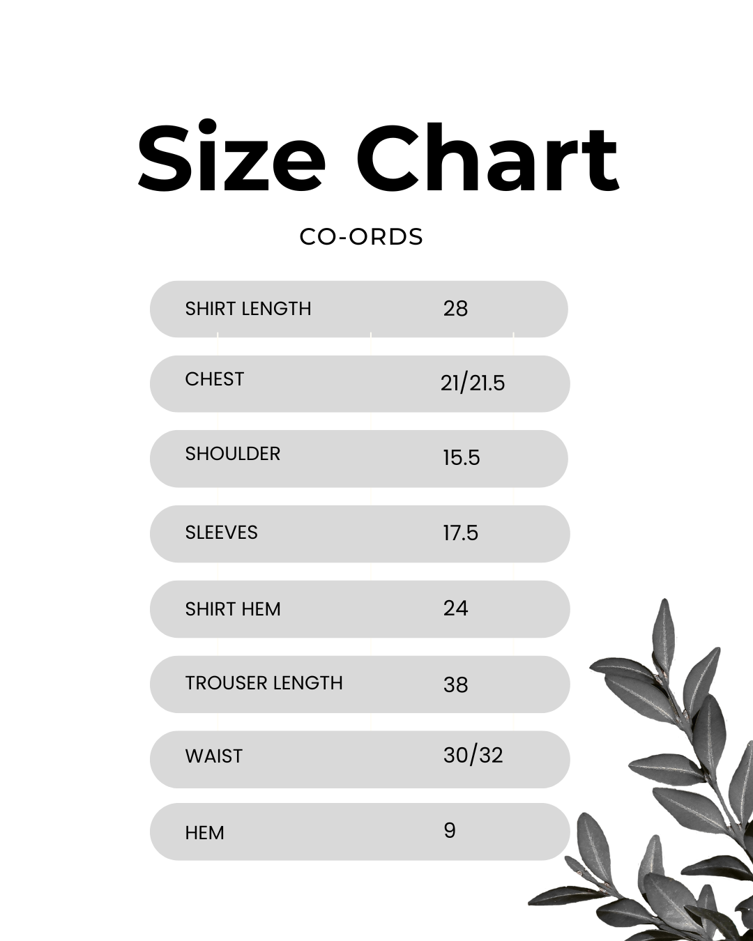 Size chart