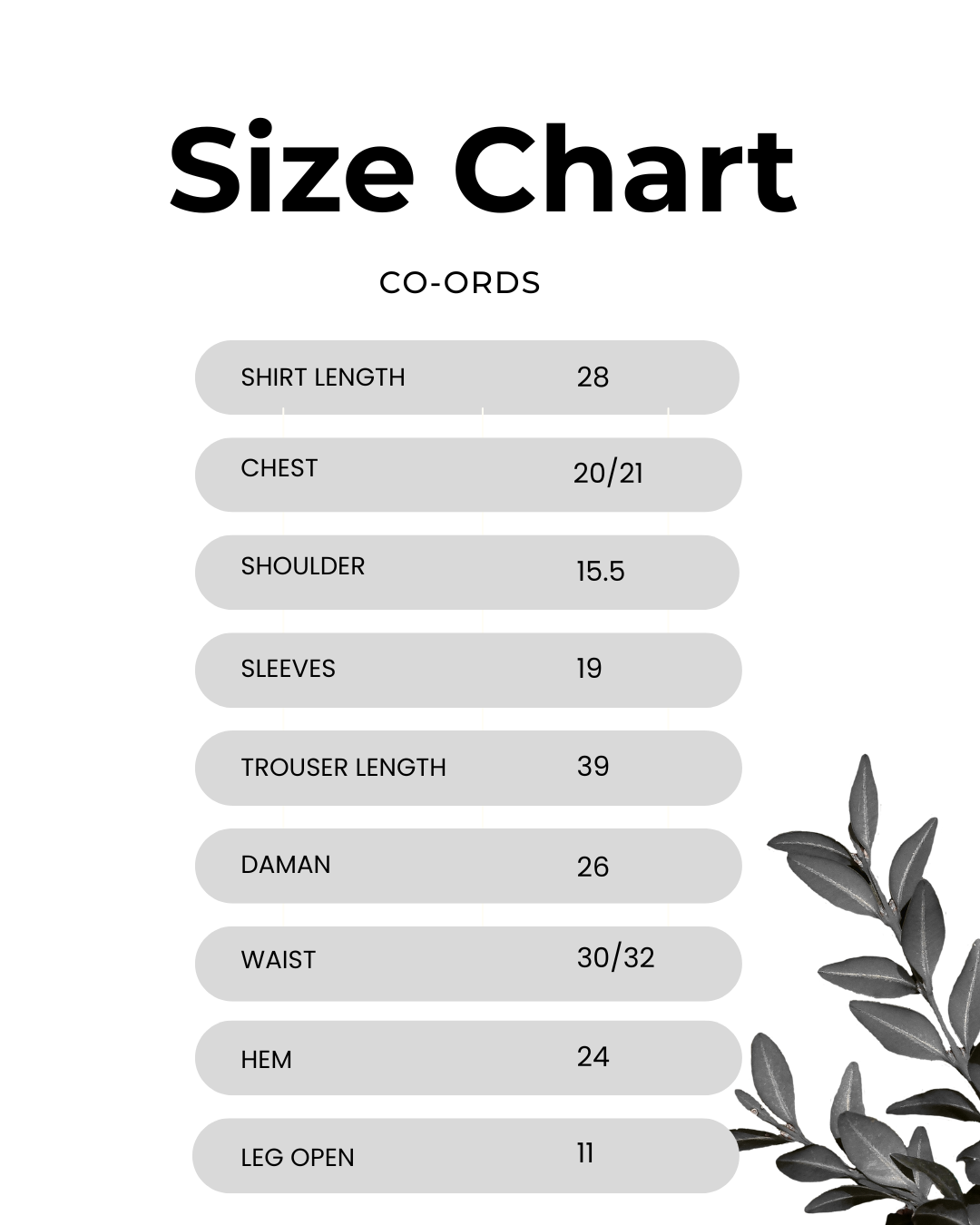 Size chart
