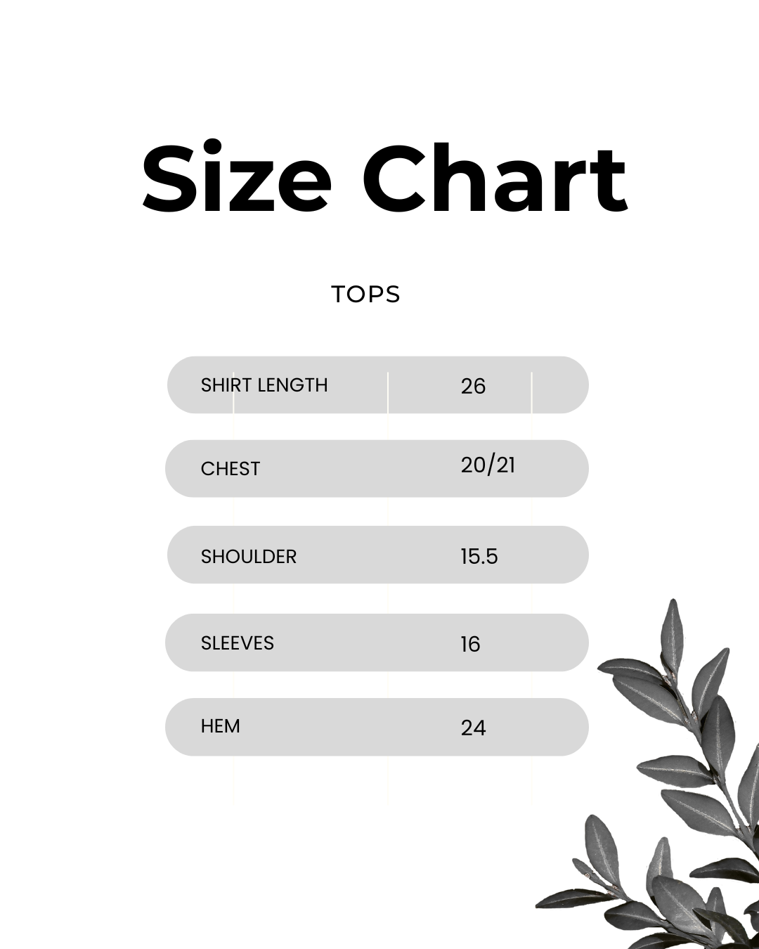 Size chart