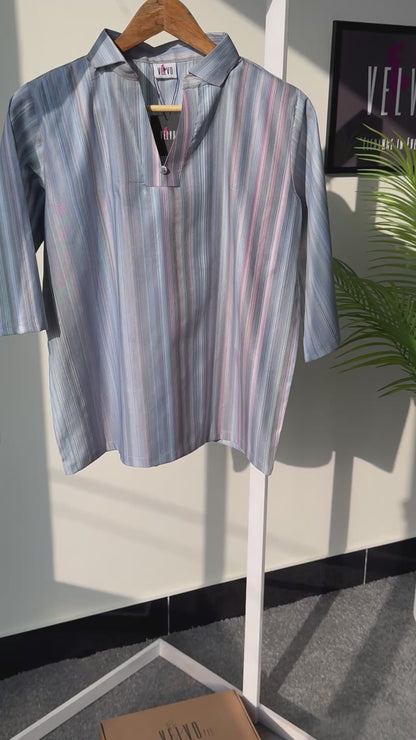 Stripped cotton check top